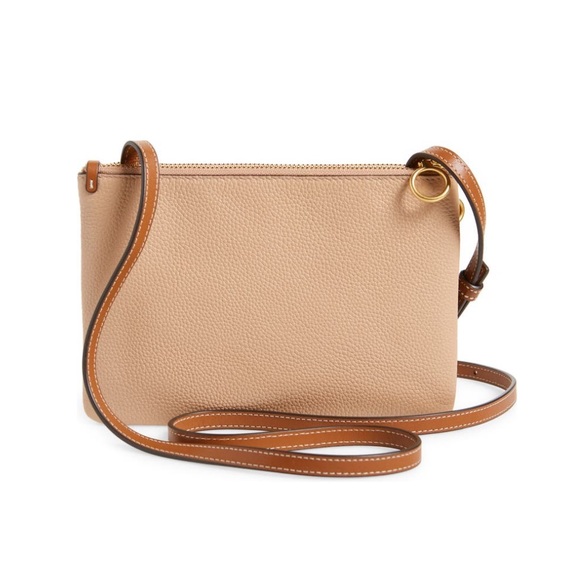Tory Burch Double Zip Crossbody Bag NWT Sand Tan Nude Perry Bombe - Picture 4 of 10
